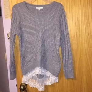 Knit sweater with lace